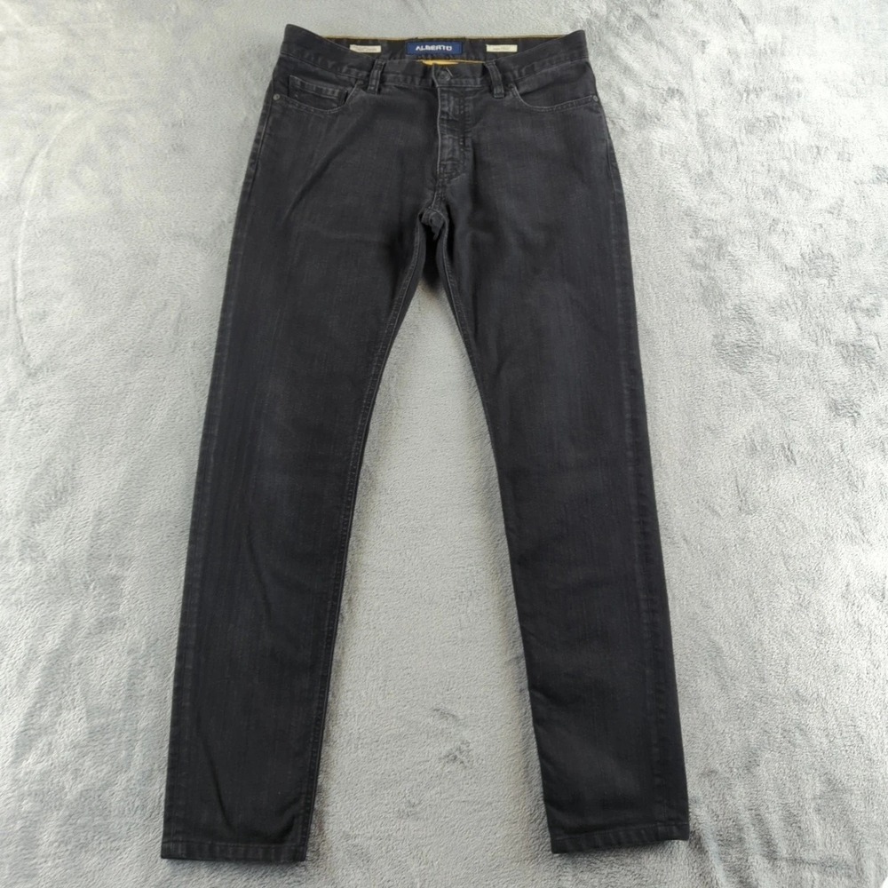 Alberto Jeans Mens 33 (Fits 32x31) Black Slim Fit T400 Denim Stretch Pants